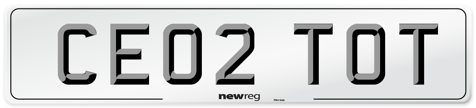 CE02 TOT Number Plate from New Reg